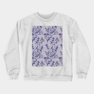 Botanicals and Dots - Hand Drawn Design - Blue, Pink, Purple, Indigo, and White Crewneck Sweatshirt